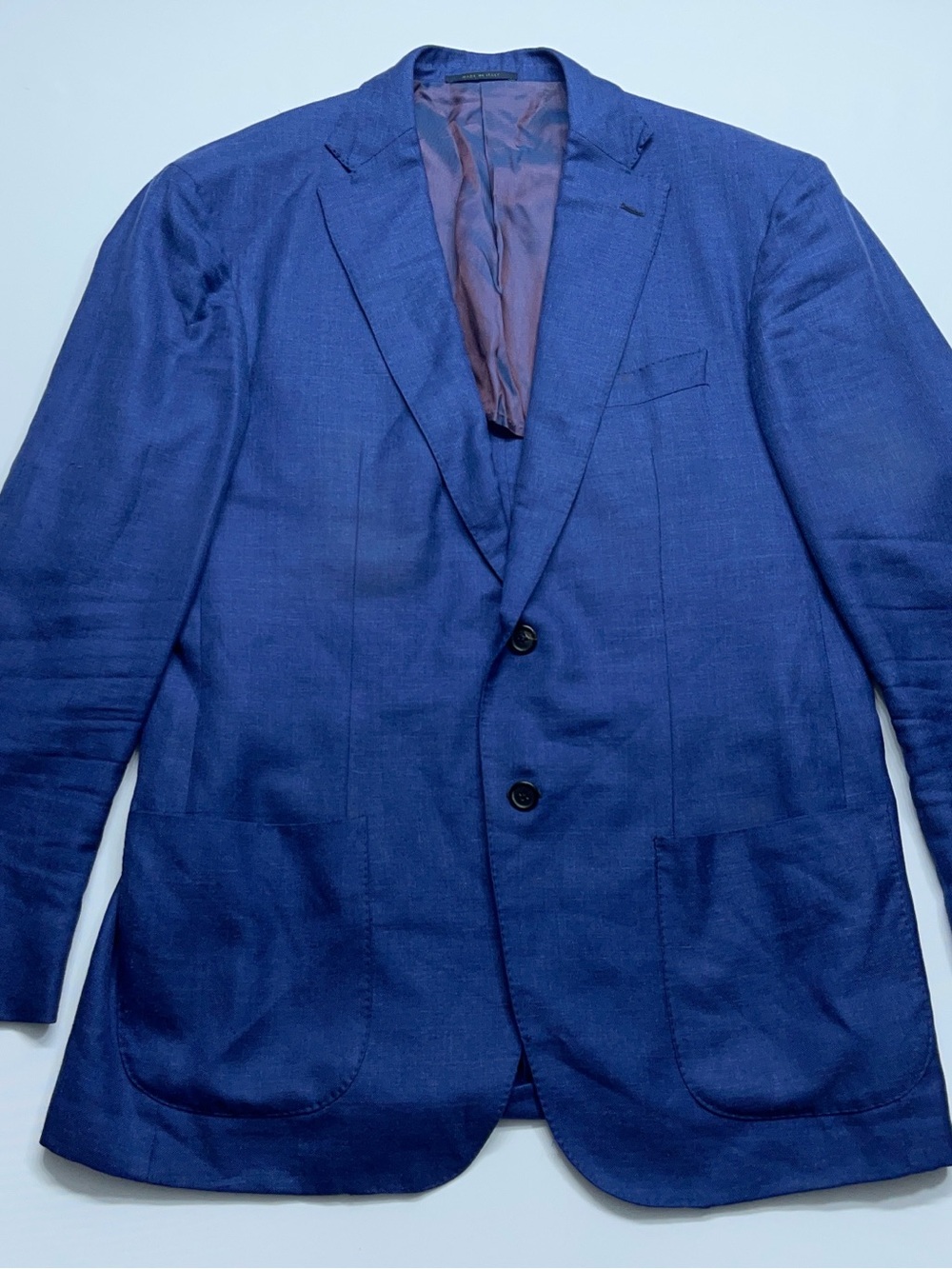 Sid Mashburn Kincaid #3 Wool Silk Linen Sport Coat Mens 54R UK Blue Made Italy